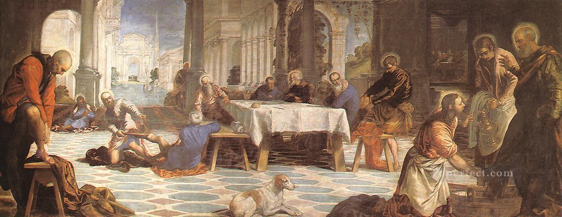 Cristo lavando los pies de sus discípulos Tintoretto italiano Pintura al óleo